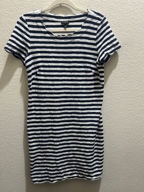 Talbots Navy and White Striped Mini Dress